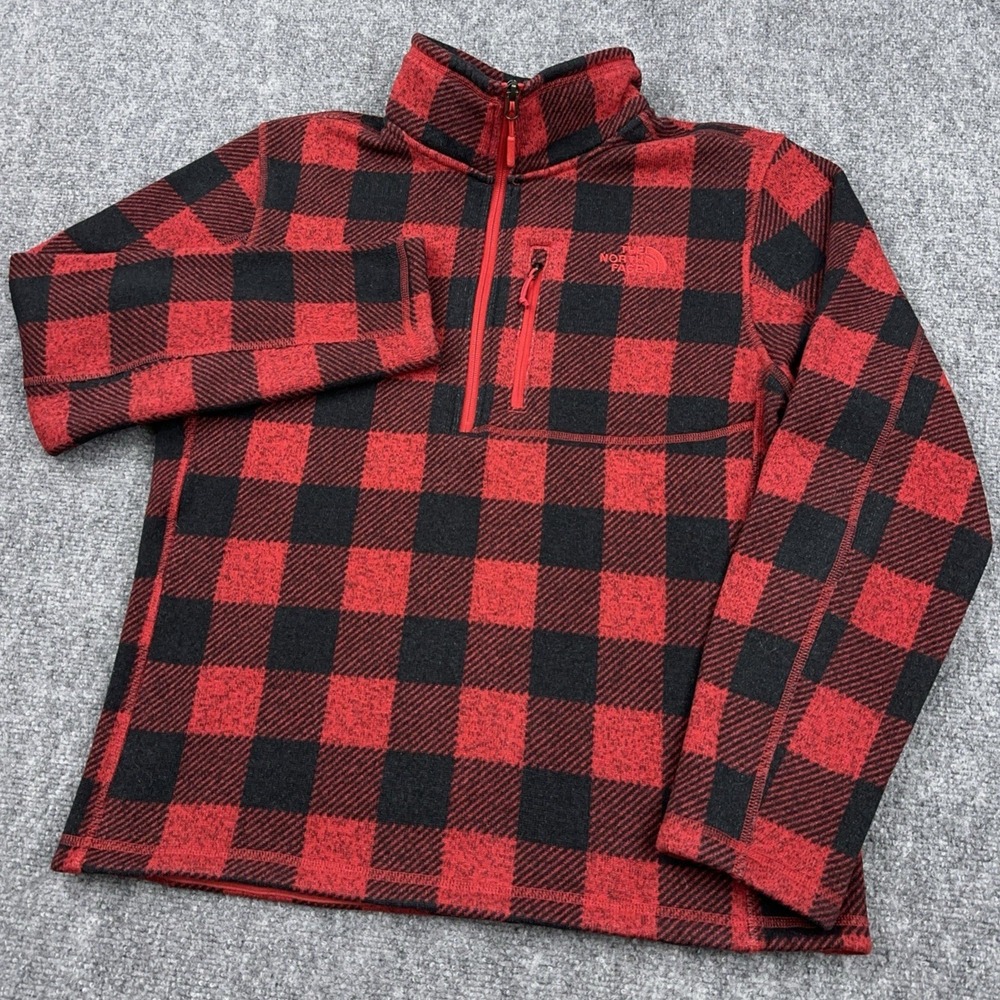 The North Face Novelty Gordon Lyons 1/4 Zip Men's Large Red Buffalo Plaid Fleece
